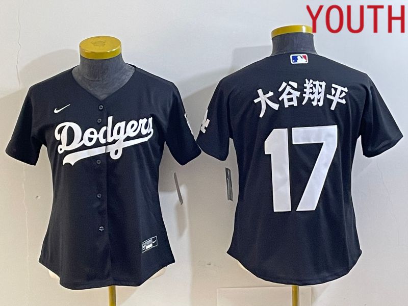Youth Los Angeles Dodgers #17 Ohtani Black Nike Game MLB Jersey style 5->youth mlb jersey->Youth Jersey